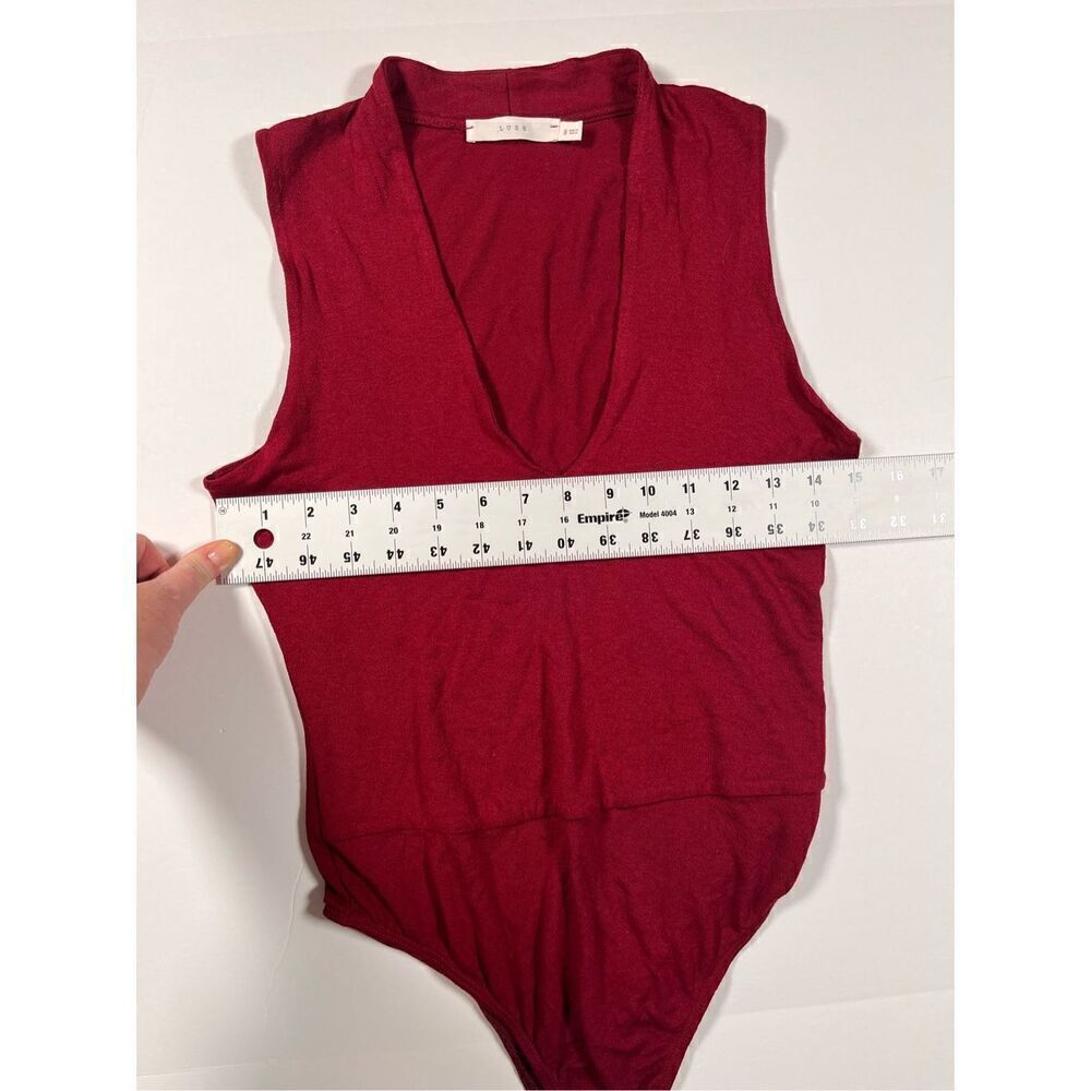 Lush Maroon One Piece Mock Neck Low Cut Sleeveless One Piece Bodysuit Size Small - Picture 6 of 7